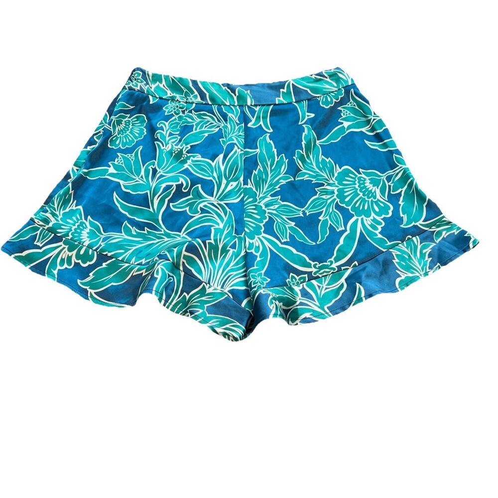 House of Harlow Floral Satin Silk Boho Chic Lounge Casual Shorts Luxury NWOT Med